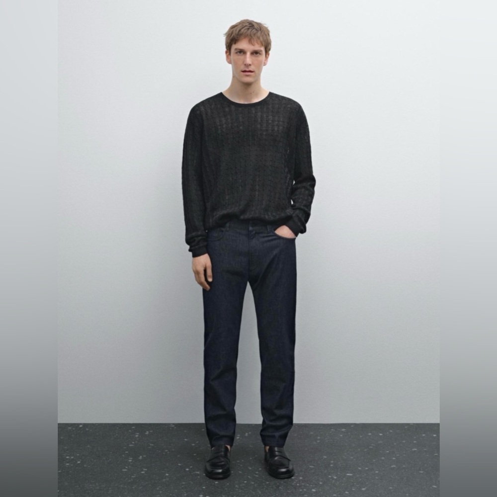 Massimo Dutti Dark Blue Slim Straight Jeans
